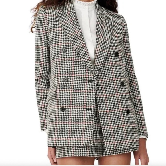 Maje Voldita Double-breasted Check Jacket in Multicolor - Picture 1 of 6